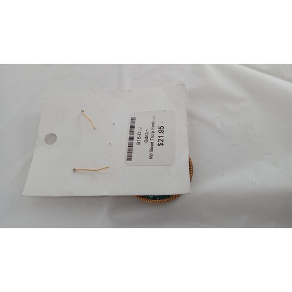 Handcrafted Cleopatra Emerald Green Czech Glass Goldtone Wire Earrings - Picture 10 of 10